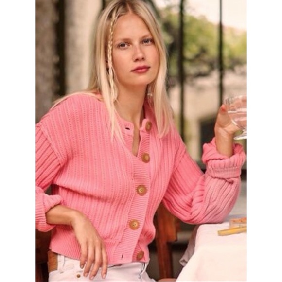 💗NWT Free People All Yours Cardigan in Bubblegum - Picture 1 of 14